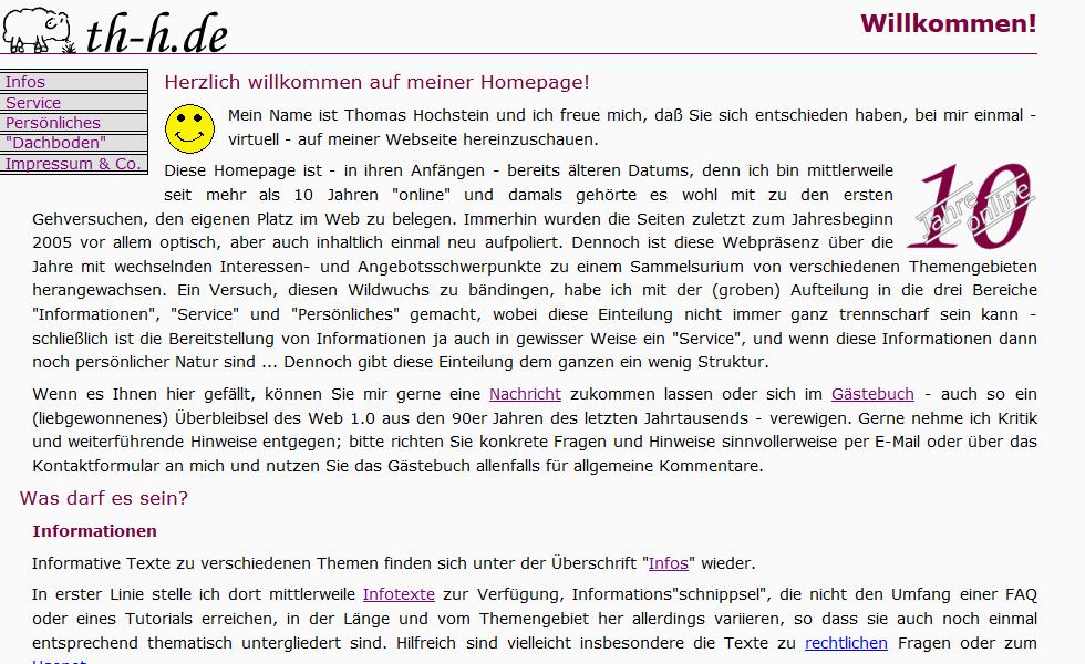 Screenshot von th-h.de, Version 4.x