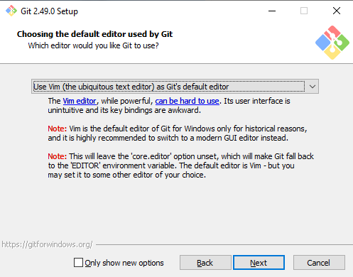 Auswahl des Standard-Editors screenshot