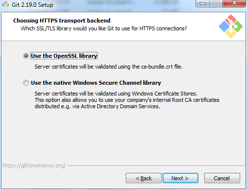 Auswahl der SSL-Bibliothek screenshot